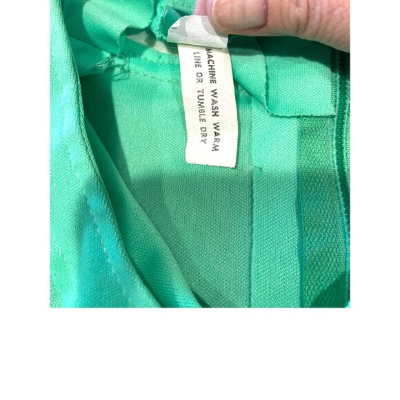 Vintage 70’s Tie Waist Maxi Dress Green Size 11 NWT Deadstock Boho Summer Retro - Picture 4 of 11